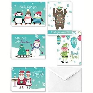 Paper Frenzy North Pole Collection Winter Christmas Holiday Thank You Note Cards and Envelopes - 25 pack - 1 of 4