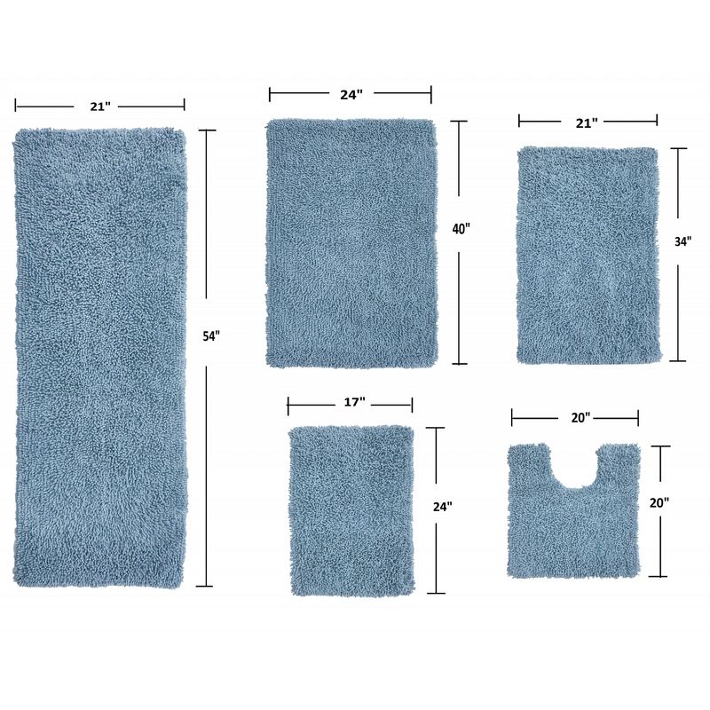 Fantasia Bath Rug Collection Cotton Shaggy Pattern Tufted Set of 5 Bath Rug Set - Home Weavers, 2 of 4