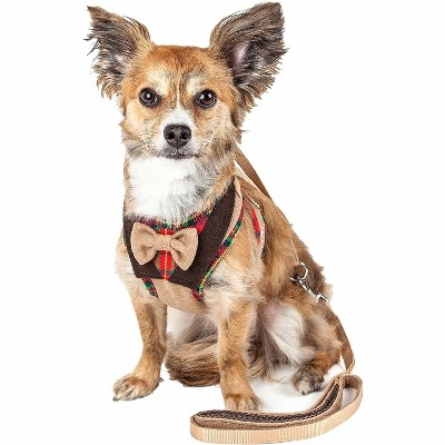 Pet Life Luxe Dapperbone 2-In-1 Mesh Reversed Adjustable Dog Harness-Leash W Fashion Bowtie