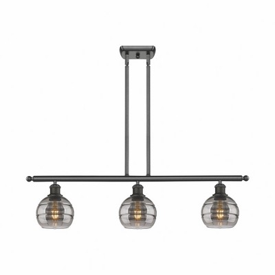 Rochester - 3 Light Stem Hung Island In Industrial Style-8.38 Inches Tall and 36 Inches Wide