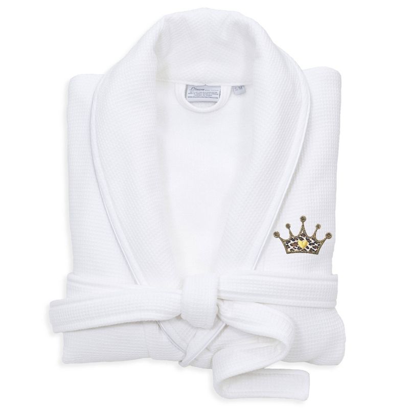 Waffle Terry Bathrobe with Cheetah Crown Design - Linum Home Textiles, 1 of 5