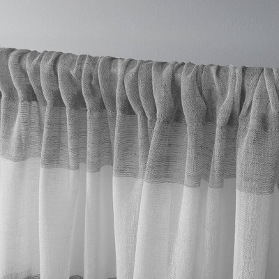 Ash Grey Striped Light-Filtering Rod Pocket Curtain Panels, 54x84