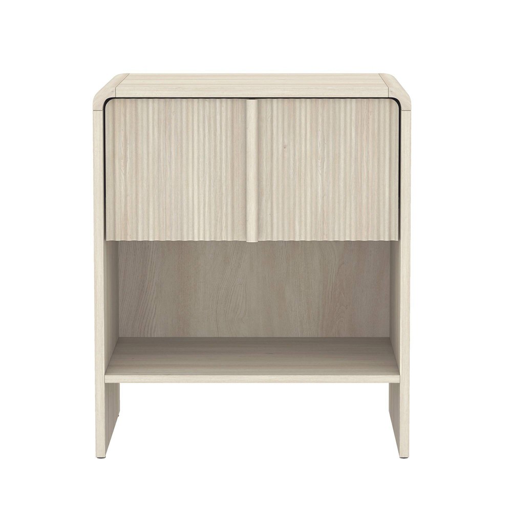 Manhattan Comfort 22" Novara 1 Drawer Nightstand Whitewashed Oak