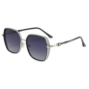 Anna-Kaci Women's Oversized Square Sunglasses with Dual Layer Frame and Gold Temple Accent UV400 Dark Lenses - 1 of 3