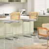 PexFix 2Pcs Counter Height Bar Stools Upholstered Velvet Barstools with Rattan Back 26" Height Stools Armless Bar Chairs for Kitchen Island Grey - 3 of 4