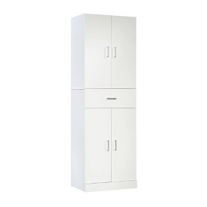 Sauder 4 Door Contemporary Storage Cabinet with Drawer White - 1 of 4