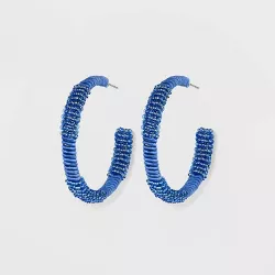 SUGARFIX by BaubleBar Textured Beaded Hoop Statement Earrings - Blue