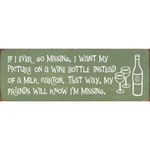 Slickblue Missing Picture on Wine Bottle Sign, 3.5x10 Solid Pine Rustic Wood Plaque, Multiple Colors - 1 of 3