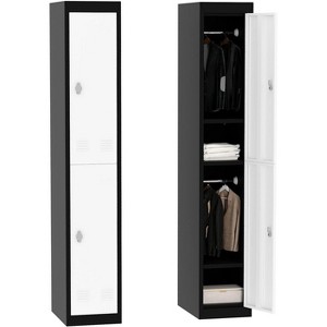 71" Tall Slim Metal Locker,2-Door Heavy Duty Storage Cabinet w/Hanging Rod, Shelf & Ventilation,Rust Resistant Steel for Office,School,Gym - 1 of 4