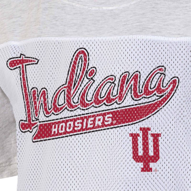 NCAA Indiana Hoosiers Women&#39;s White Mesh Yoke T-Shirt, 3 of 4