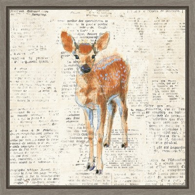 Amanti Art Into the Woods III no Border (Deer) by Emily Adams Canvas Wall Art Print Framed 16-in. x 16-in.