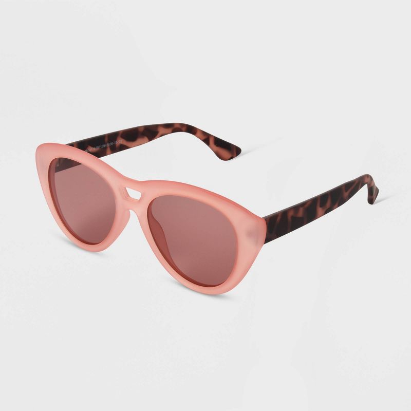 Women&#39;s Tortoise Print Rubberized Plastic Cateye Polarized Sunglasses- All In Motion&#8482; Pink, 3 of 5