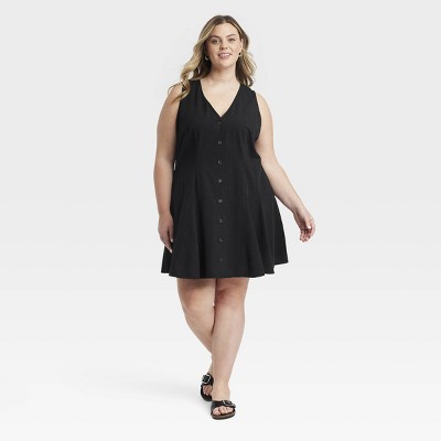 Women's Button-Front Godet Mini A-Line Dress - Universal Thread™