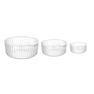 Bormioli Rocco Exclusiva Glass Bowl Set of 3 – 7", 6", 4.75" Stackable Serving Bowls – Decorative 3-Size - Dishwasher Safe, Light-Reflective - 1 of 4