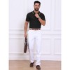 INSPIRE CHIC Men's Knitted Ribbed Hem Short Sleeve Textured Polo Shirts - 2 of 4
