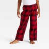 Toddler Plaid Microfleece Holiday Matching Family Pajama Pants - Wondershop™ Red/Black - 2 of 4