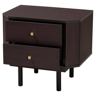 Norwood Espresso Brown and Black 2-Drawer Wooden End Table