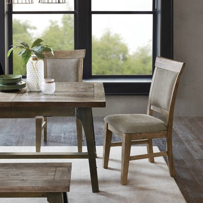 Oliver Rustic Linen & Weathered Wood Side Chair Set, Gray