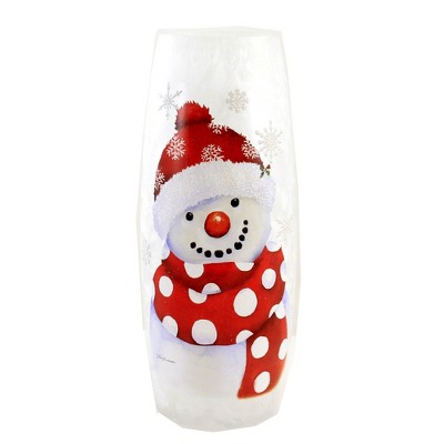 Stony Creek Snowman With Scarf Lighted Vase - One Lighted Vase 12.0 Inches  - Snowflakes Christmas - Emr1302 Ear Muff - Glass - Multicolored : Target