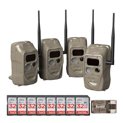 Cuddeback CuddeLink Black Flash J-1538 Cameras (4pk) with 8 SD Cards and Reader.