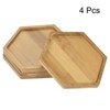 Unique Bargains Indoors Bamboo Hexagonal Flower Drip Tray Plant Pot Saucer 4 Pcs - 3 of 4