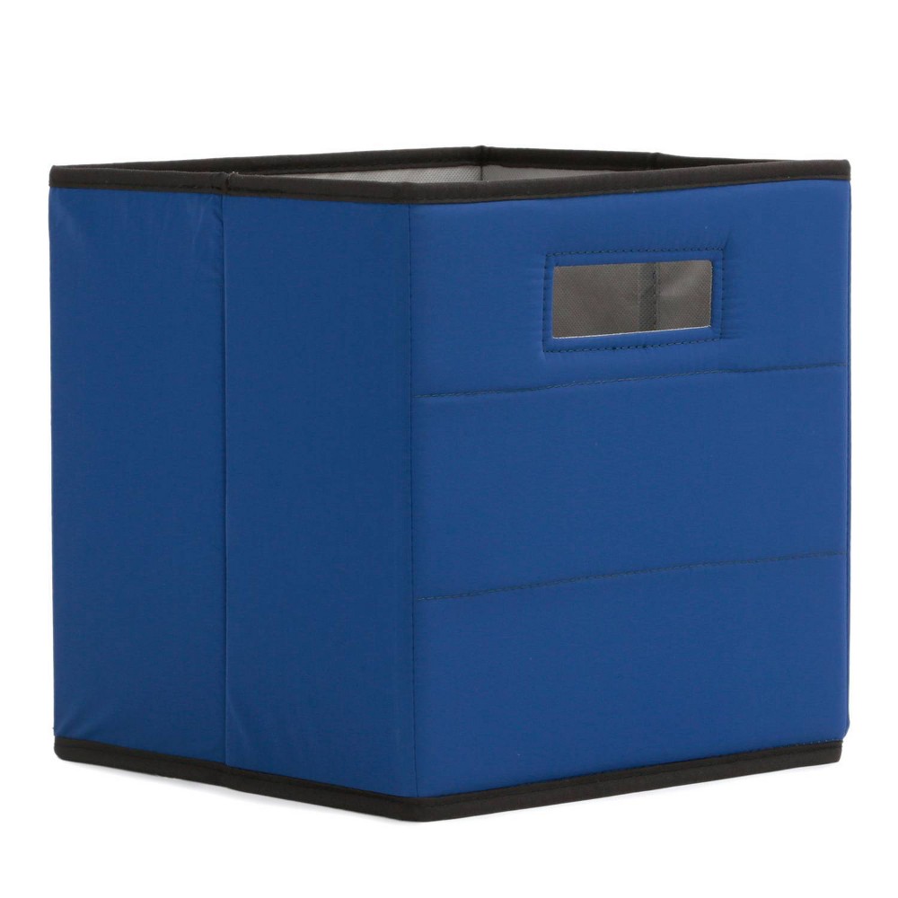 blue puffer quilted 11" teen storage bin