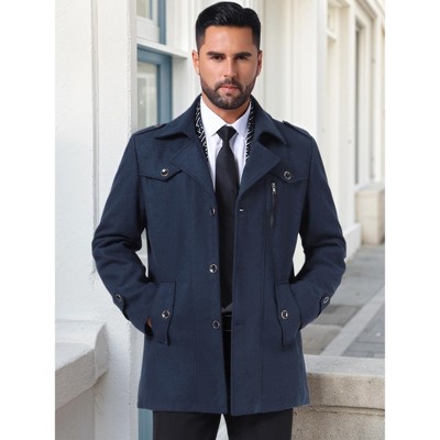 Мужские куртки INSPIRE CHIC Men's Zipper Single Breasted Winter Business Scarf Collar Mid-Length Overcoat Large Gray — фото 5