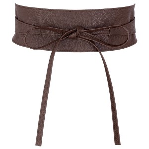 INSPIRE CHIC Women's Faux Leather Bowknot Wrap Around Wide Waistband Obi Belts 1 Pc - 1 of 4