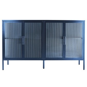 Minimalist Sideboard Buffet Cabinet,Cold-Rolled Steel Kitchen Pantry Storage Cabinet with 4 Tempered Glass Doors,Adjustable Inner Shelf - 1 of 4