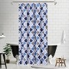 Navy Shower Curtain 84-Inch, Geometric Lattice, Fabric Water-Resistant Bathroom Curtain, Modern Farmhouse Style, Dark Navy/Blue/Grey - 2 of 4