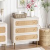 JIONJOY White Weave 3-Drawer Dresser - Fully Assembled Rattan & Wood Storage Cabinet with Antique Brass Hardware - 3 of 4