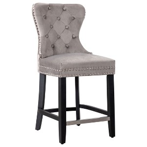 WestinTrends 24" Tufted Velvet Counter Stool - 1 of 4