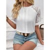 Womens Lace Tops  with Keyhole Back Elegant Textured Blouse Tops Lace Patchwork Tops - 3 of 4