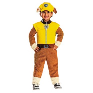 Paw Patrol Boys' Rubble Deluxe Costume Jumpsuit Halloween - Yellow - 2T - 1 of 3