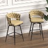 PAGED 28" Swivel Counter and Bar Stools,Upholstered Arm Chair for Kitchen Island,Technical Leather Woven,Set of 2 - 3 of 4