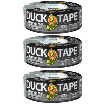 Duck Max Strength Duct Tape, Silver, 3 Rolls, 1.88 Inch x 45 Yards Each
