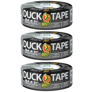 Duck Max Strength Duct Tape, Silver, 3 Rolls, 1.88 Inch x 45 Yards Each - 1 of 4