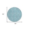 Aqua Blue And Silver Floral Washable Indoor Outdoor Area Rug - 3 of 4