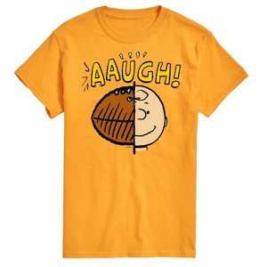 Men's - Peanuts - C Brown Half Football Head Short Sleeve Graphic T-Shirt - 1 of 4