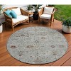Gray And Copper Floral Washable Indoor Outdoor Area Rug - 2 of 4