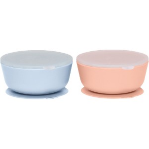 Weesprout Suction Bowls for Baby & Toddlers, 100% Silicone with Plastic Lid, 12 oz, Set of 2 - 1 of 4