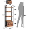 Aoibox 5 Tier Tall Narrow Bookshelf with Removable Fabric Drawer Wood Metal Storage Organizer Rustic Brown for Bedroom Living Room - 3 of 4