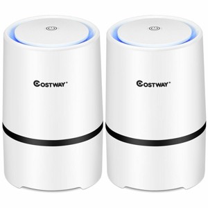 Costway 2pcs Mini Ionic HEPA Air Purifier W/3-in-1 Composite HEPA Filter Nightlight, USB - 1 of 4