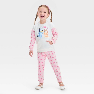 Toddler Girls' Bluey and Bingo Valentine's 2pc Top and Bottom Set - Pink