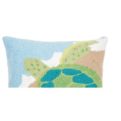 Colorful Turtle in Sand Hooked Square Throw Pillow