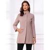 INSPIRE CHIC Women's Winter Stand Collar Single Breasted Mid-thigh Long Overcoat - 2 of 4