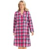 Collections Etc Ladies Long Sleeve Plaid Flannel Nightshirt - 3 of 4