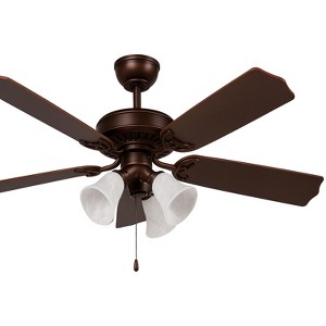 Luminance Heritage Home Oil Rubbed Bronze 52" Ceiling Fan  3x Turtle Light Kit (White Alabaster Marble Glass) - 1 of 4