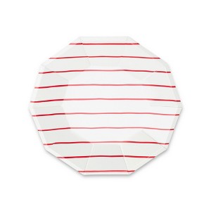 Daydream Society - Candy Apple Frenchie Striped Small Plates - Pack of 8 Paper Plates - 1 of 1