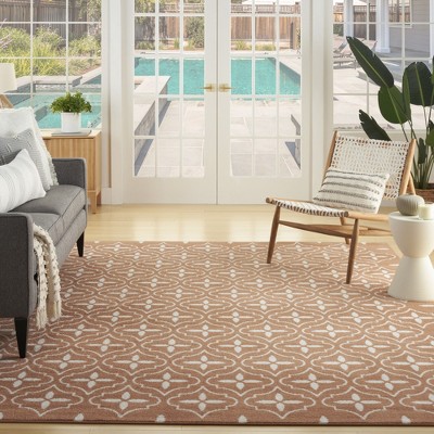 Copper and Ivory Moroccan Trellis 5' x 7' Outdoor Rug